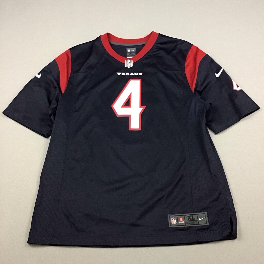 Houston Texans Jersey Men Extra Large Blue Red Nike On Field Deshaun Watson #4